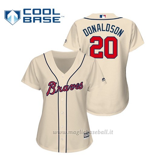 Maglia Baseball Donna Atlanta Braves Josh Donaldson Cool Base Majestic Replica Crema